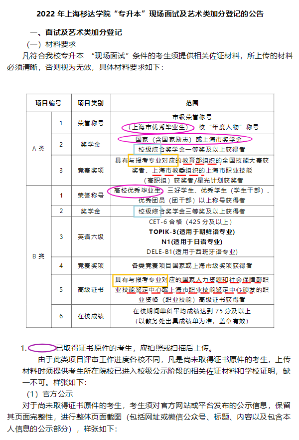 2022年上海杉達(dá)學(xué)院“專升本”現(xiàn)場(chǎng)面試及藝術(shù)類加分登記的公告